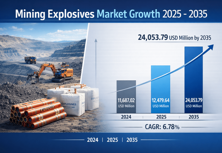 Mining Explosives Market is Projected to Grow from USD 12479.64 Million in 2025 to USD 24053.79 Million by 2035, Growing at a CAGR of around 6.78%